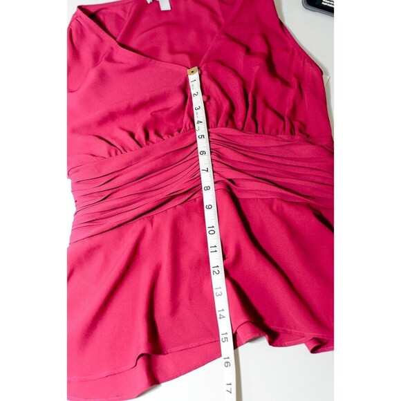 Chelsea 28 Pink Sleeveless Blouse V Neck Button Front Burgundy Berry Med Barbie - Picture 8 of 8